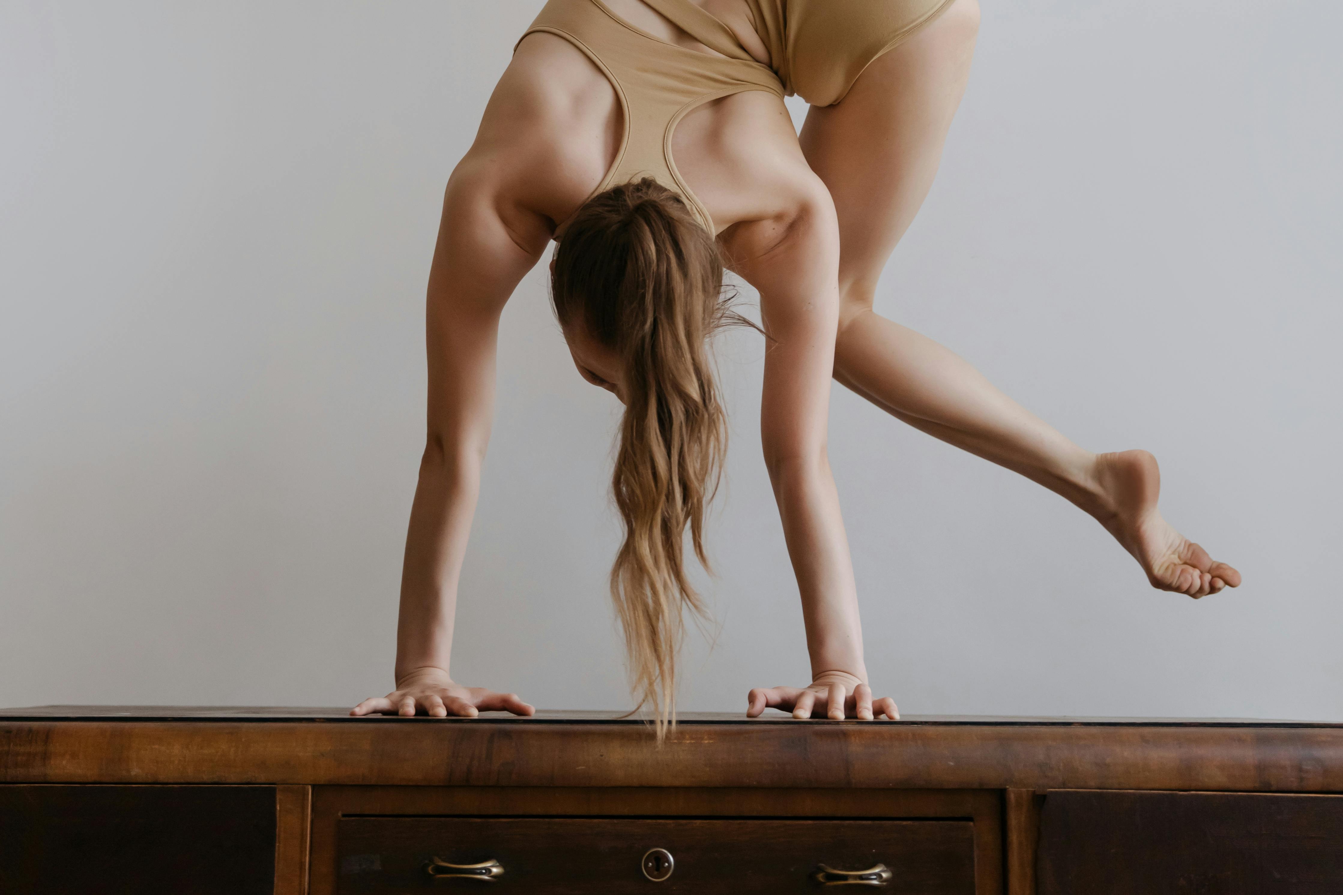 Woman holding herself up